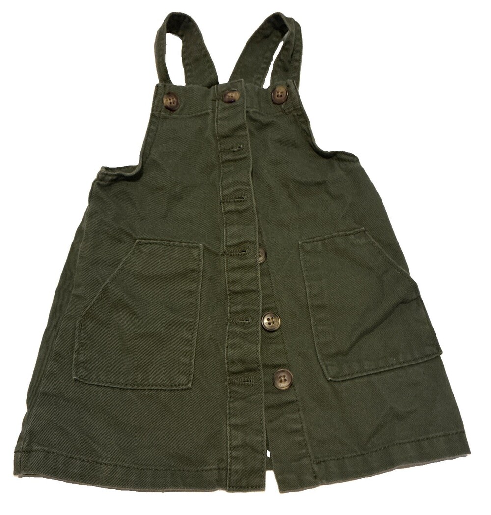 Wonder Nation Infant Girls 2T Overall Skirt Button-Up Green